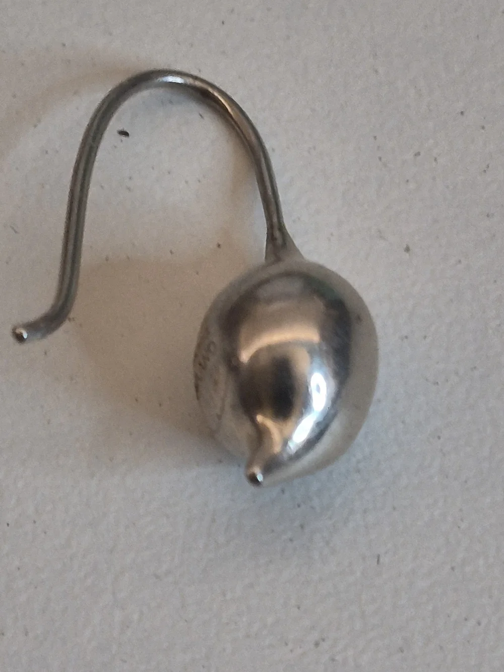 Michael Dawkins Single Sterling Silver Puffy Teardrop Earring. French Wire Hook.